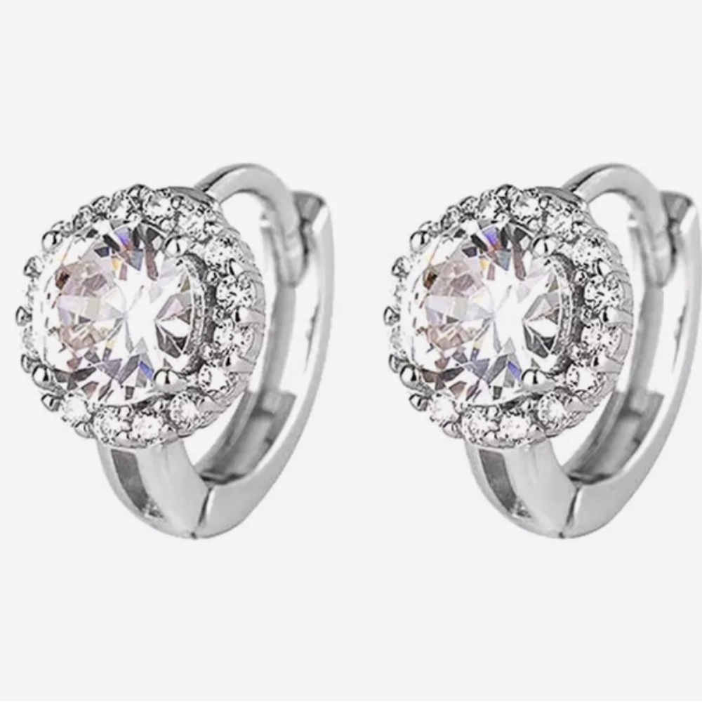 Small Hoop Earrings for Women with AAA CZ Stone Simple and Classic.